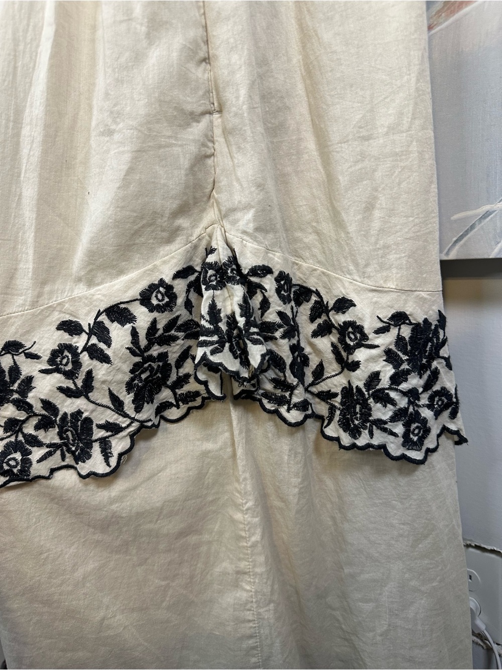 Abercrombie & Fitch Embroidered Cotton Maxi Dress White Black Halter Boho XL P - Picture 5 of 14